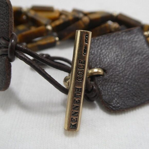 Kenneth Cole Tiger Eye Leather Toggle Bracelet - Picture 7 of 7